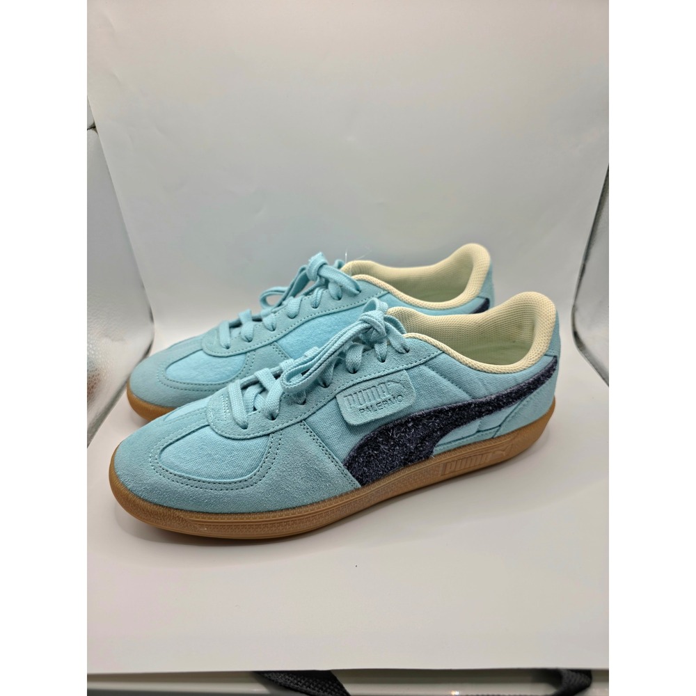 Puma Palermo Mens Sneakers Light Blue Suede Canvas Gum Sole 401722-03 Size 10.5